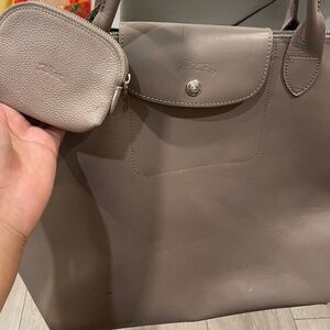 Longchamp Leather Pliage Bag with Assorted Porte-Monnaie in Cuir Argile